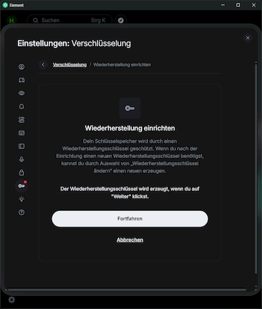 Verschlüsselungmenü