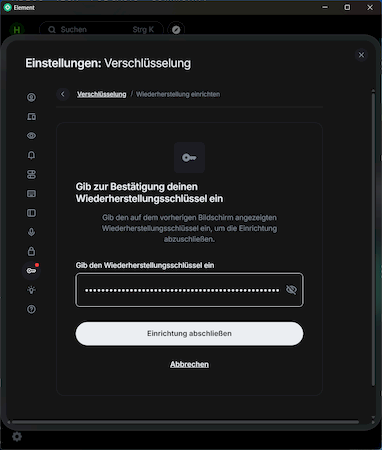 Wiederherstellungsschlüssel Wiederholung